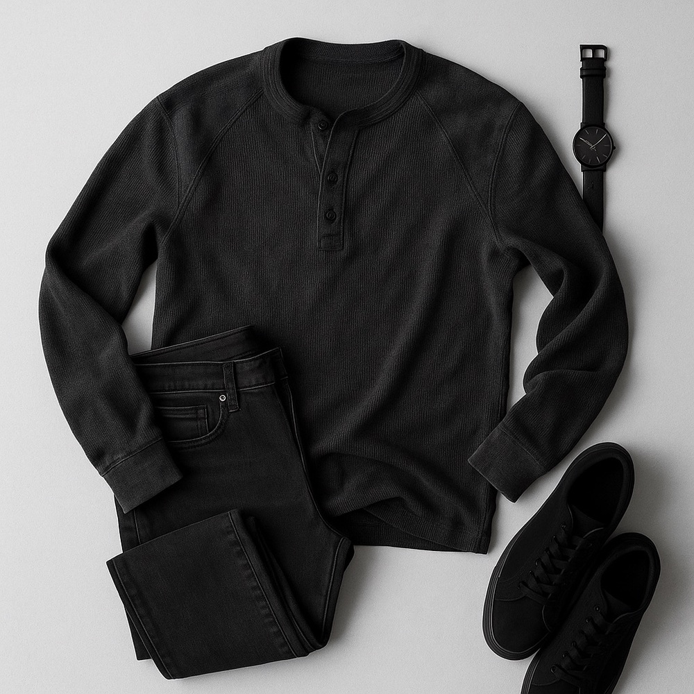 Taylor Stitch Heavy Bag Waffle Knit Henley